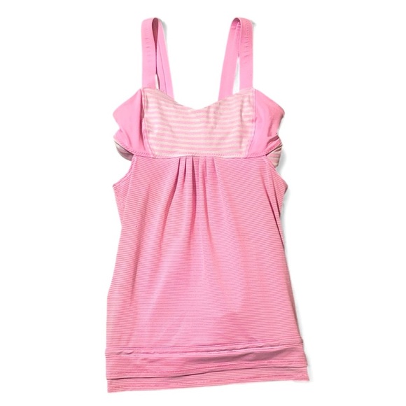 Lululemon Run Striped Back On Track Tank Built in Bra Workout Flowy Gym Top - Picture 8 of 10